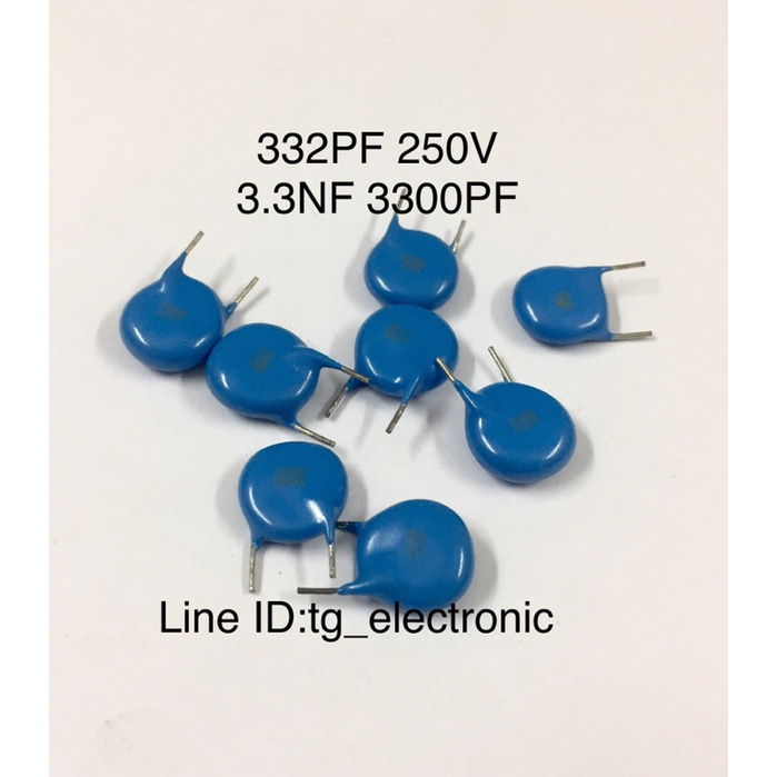 20ชิ้น 0.0033UF 250V (3300PF=3.3NF) ขาห่าง8mm. คาปาซิเตอร์ เซรามิก ตัวเก็บประจุ ชนิดฟิล์ม Capacitor 