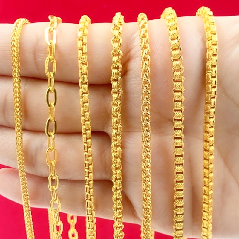 สร้อยคอทอง1บาท สวยเหมือนจริง ยาว24นิ้ว สวมศีรษะได้ ทองโคลนนิ่งเหมือนแท้ 0233