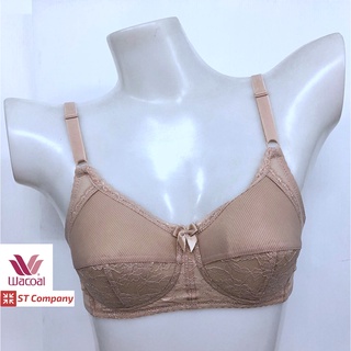 Wacoal Basic Bra สีเบจ (BE) ไม่มีโครง Wireless Bra รุ่น WB9M16 แต่งลูกไม้ สาวคัพเล็ก เสริมฟองน้ำ สำหรับ เสื้อใน วาโก้