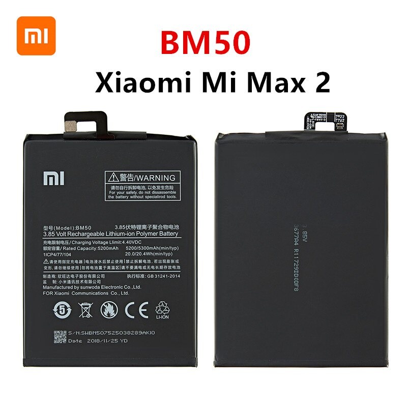 Xiao Mi ต้นฉบับ100% BM50 5300MAh แบตเตอรี่สำหรับ Xiaomi Mi Max 2 Max2 BM50โทรศัพท์คุณภาพสูงเปลี่ยนแบตเตอรี่ + เครื่องมือ