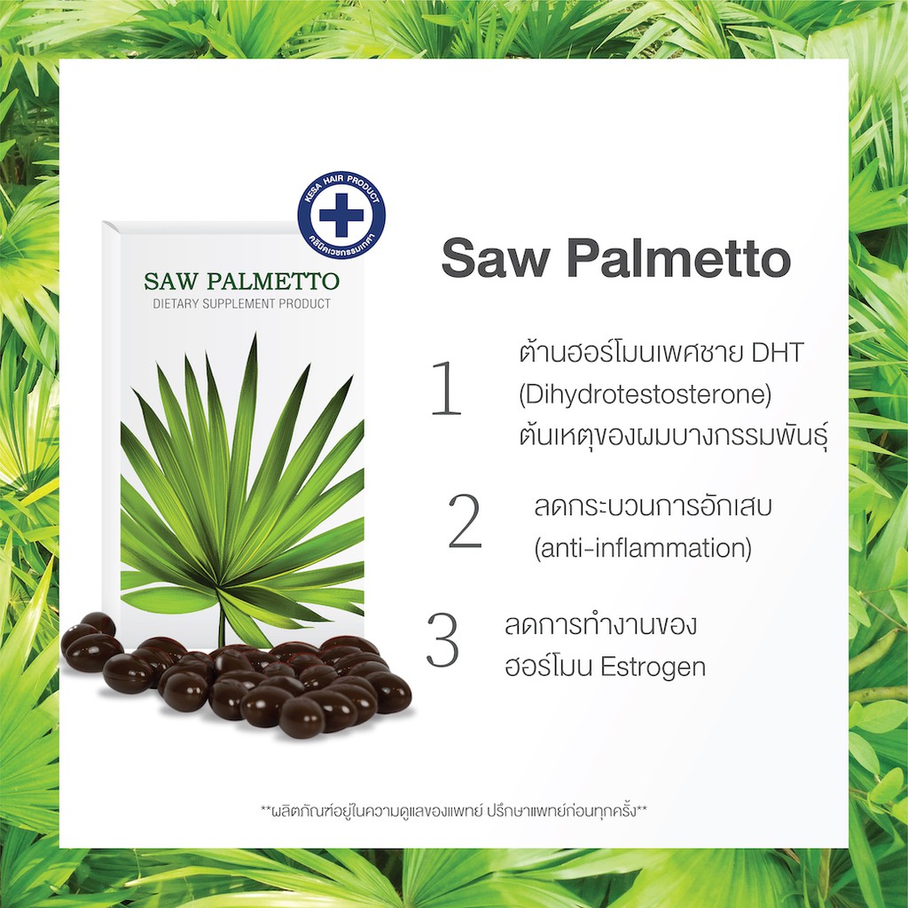 Saw Palmetto ต้านฮอร์โมนต้นเหตุผมบางกรรมพันธ์ สำหรับผู้ชายเท่านั้น