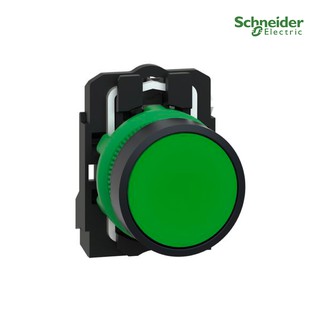 Schneider Electric - Push button switch,สวิตช์ปุ่มกดหัวเรียบ - กดเด้งกลับ สีเขียว, 1NO_XB5AA31 ที่ร้าน PlugOn