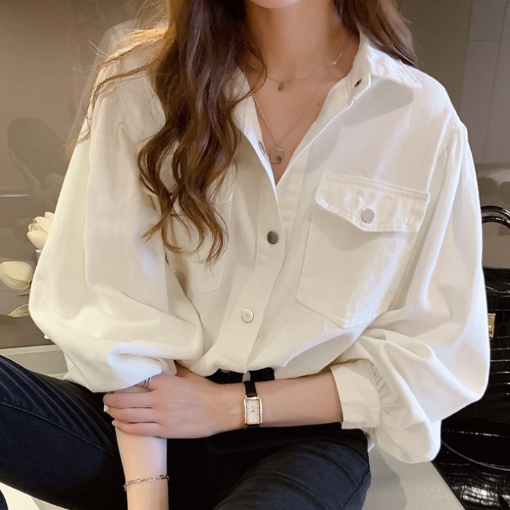 เครียสต็อก เสื้อเชิ้ตคอปก เชิ้ตแขนยาว Korean Loosefit Women Blouse Top (MIX 0-03)