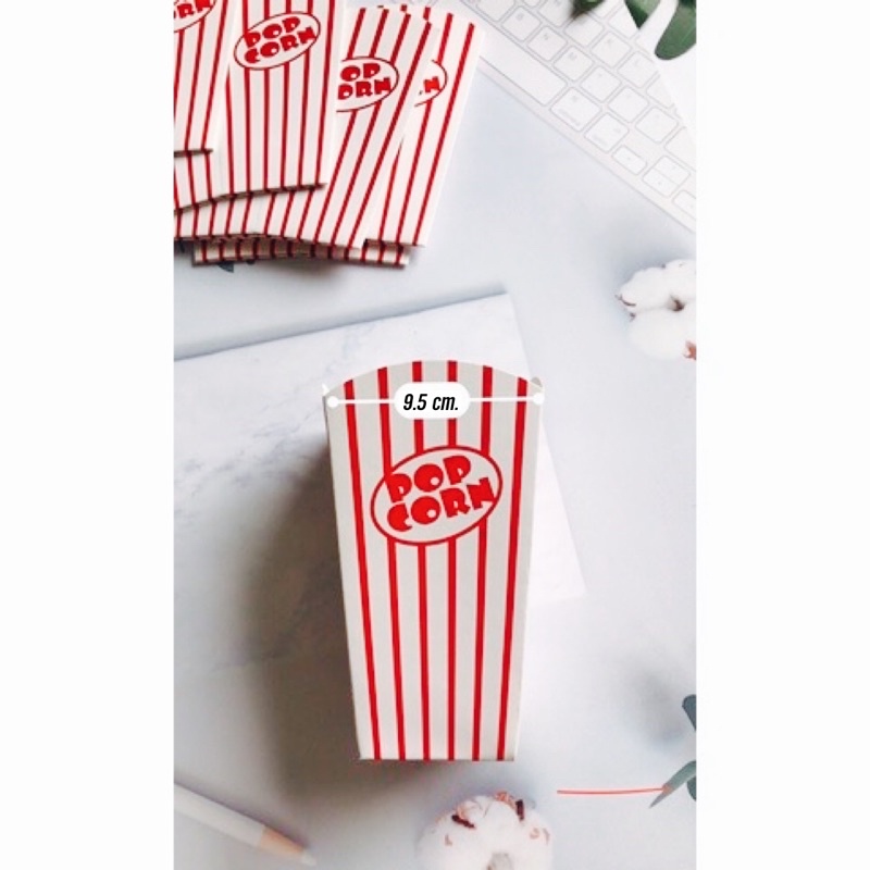 กล่องใส่ป็อปคอร์น สูง 20.5 cm.//ลายpopcornสีขาวแดง - รูปที่ 2