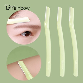 Brainbow 3 ชิ้น ที่กันคิ้ว สําหรับผู้หญิงและผู้ชาย โกนมาโคร ใบมีดสเตนเลส ปลอดภัย ป้องกันรอยขีดข่วน เครื่องมือความงาม สีเขียว