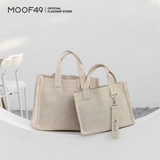 MOOF49 SUNSHINE BAG กระเป๋าผ้าป่านทอลายกระสอบ สกรีนชื่อได้ (12 นิ้ว / 16 นิ้ว) [รุ่นนี้ไม่มีสายยาว]