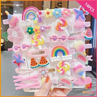 กิ๊ฟน่ารัก กิ๊ฟสไตล์เกาหลี กิ๊ฟเซ็ท14 ชิ้น  กิ๊บสีลูกกวาด Childrens hairpin