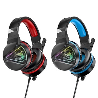 HOCO W104 หูฟังครอบหู แต่งไฟ LED Drift gaming headset หูฟังเกมมิ่ง หูฟังเล่นเกม มีไมค์ เสียงเซอร์ราวด์ หูฟัง hc3