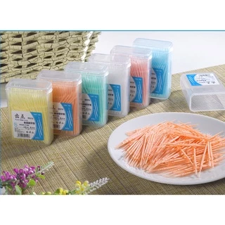 ไม้จิ้มฟันพลาสติก 2 ด้าน แบบกล่อง 200 ชิ้น ( ส่งจากไทย )