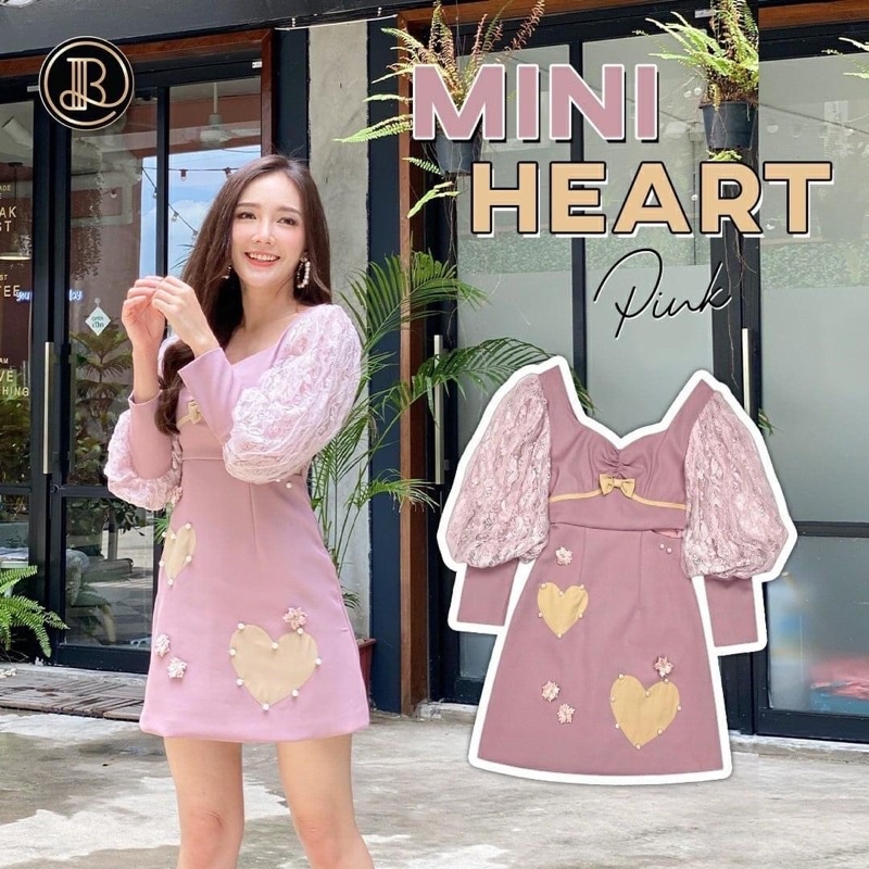 Mini Heart dress สีชมพู ป้ายห้อยแบรนด์ Blt size Xs #bltbrand