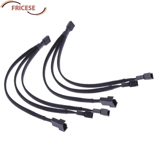 Fricese 4 Pin Pwm Fan สายเคเบิ้ล 1 To 3 Ways Splitter สีดํา