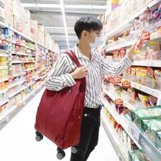 ๋JayWa กระเป๋าเดินทางพับได้มีล้อ สามารถนำขึ้นเครื่อง มีน้ำหนักเบา อเนกประสงค์ ใช้ตอนขึ้นรถไฟฟ้า