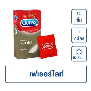 สินค้าล็อตใหม่ ถุงยางอนามัยดูเร็กซ์ เฟเธอร์ไลท์ (12 ชิ้น) 1 กล่อง Durex Fetherlite Condom 52.5 mm (12 pcs) 1 box