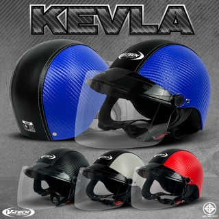 หมวกกันน็อคครึ่งใบ V-TECH Helmet  รุ่น KEVLA แถมฟรี แผ่นบังลมนิรภัย PC (สำหรับผู้ใหญ่)