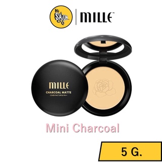 มินิแป้งชาร์โคล Mille Mini Charcoal Matte Cover Pact SPF25 PA++ ( 5g.) แป้งพัฟผสมรองพื้น ชาโคล ตลับดำ กันน้ำ กันเหงื่อ