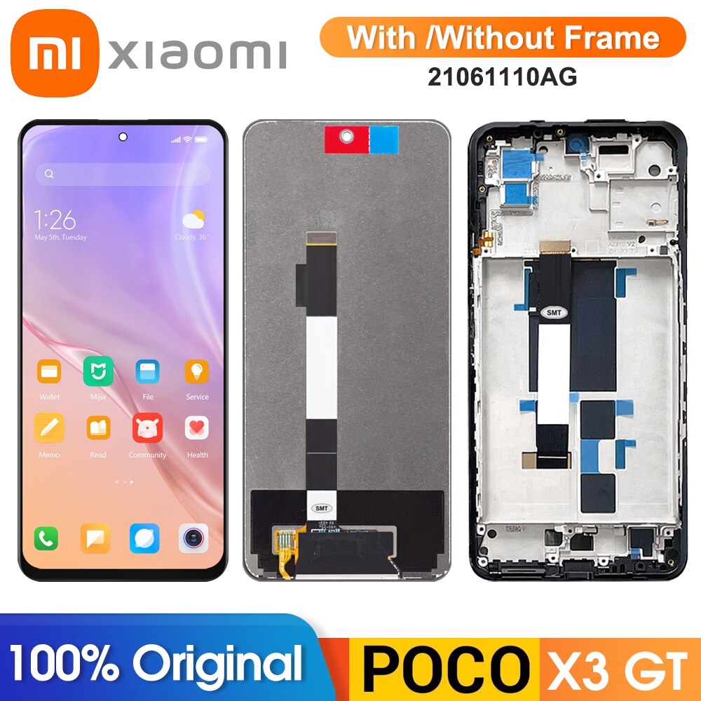 Poco X3 GT หน้าจอแสดงผลสําหรับ Xiaomi Poco X3 GT 21061110หน้าจอสัมผัส AG + จอแสดงผล Lcd Digitizer Assembly พร้อมกรอบ