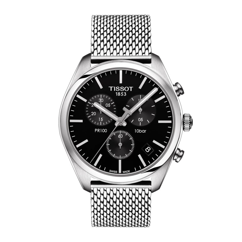 Tissot PR 100 Quartz ทิสโซต์ พีอาร์ 100 สีดำ เงิน T1014171105101 นาฬิกาผู้ชาย