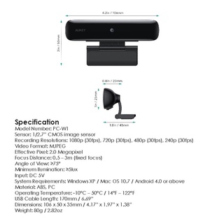 Hoshizora AUKEY PC-W1 - STREAM Series - 1080P กล้องเว็บแคม #5
