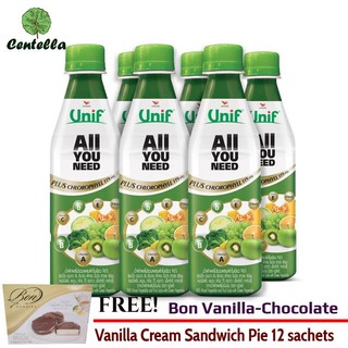 Tipco ALL100% GREEN VEGET 300 ml x6 box Free Bon Vanilla-Chocolate Vanilla Cream Sandwich Pie 12 sachets 240 gram