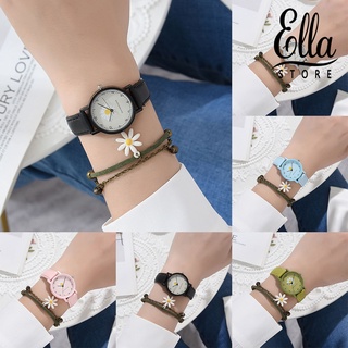 Ellastore123 นาฬิกาข้อมือควอตซ์ อนาล็อก พร้อมสร้อยข้อมือ สําหรับผู้หญิง