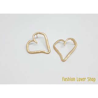 ต่างหู ต่างหูแป้น ต่างหูหัวใจ รูปหัวใจ สีทอง ตุ้มหู heart Earrings ต่างหูแฟชั่น เครื่องประดับแฟชั่น ❤พร้อมส่ง❤