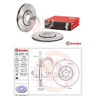 09 6747 10 จานเบรค ล้อ F (ยี่ห้อ BREMBO) รุ่น Std VOLK SWAGEN Golf III GTI 16V ปี1991-1998