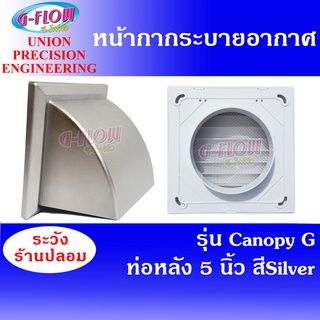 GFLOW ฝาครอบช่องระบายอากาศ ท่อหลัง Ø 5" (G) มีเกร็ด (สี Silver) หัวจ่ายระบายอากาศ หน้ากากระบายอากาศติดผนัง