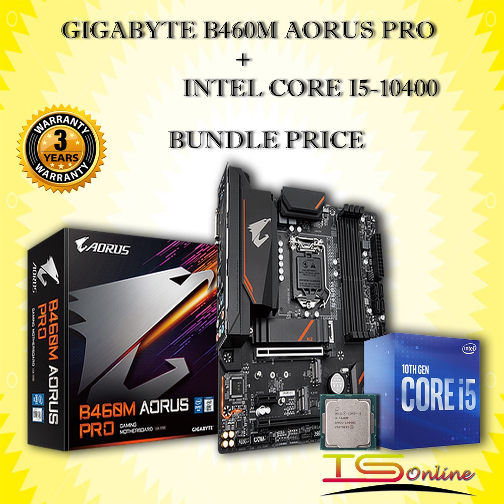 Intel Core I5-10400 / I5-11400 / I5-12400 PROCESSOR + Gigabyte B560M Aorus Elite + H510M S2