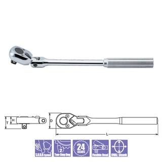 KOKEN 4774N-13 ด้ามฟรีคอพับ 1/2"-13" ด้ามเหล็กกลิ้งลาย (330mm)| MODERTOOLS OFFICIAL