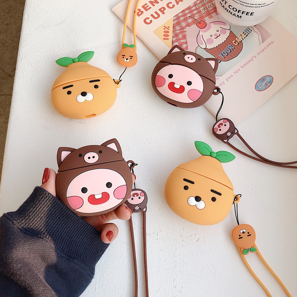 เคสซิลิโคน แบบนิ่ม ลายการ์ตูน Kakao Friends Ryan Apeach สําหรับ airpods 1 2 pro