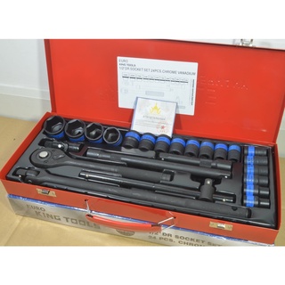 ชุดประแจบล็อก  ลูกบล็อก EURO KING TOOLS 6 เหลี่ยม รมดำ 24 ชิ้น 1/2 (4 หุน)     แท้ 100%