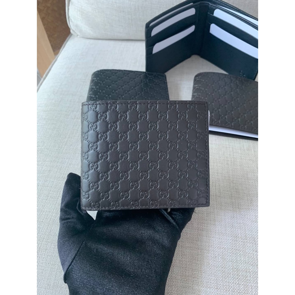 (สด-ผ่อน)🎗แท้100% Gucci Mens Acero GG Microguccissima Embossed Leather Bifold Wallet