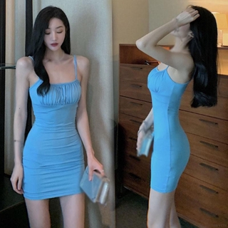 ชุดเดรสแฟชั่นสําหรับสตรีเซ็กซี่สีพื้นทรงสลิม Bodycon