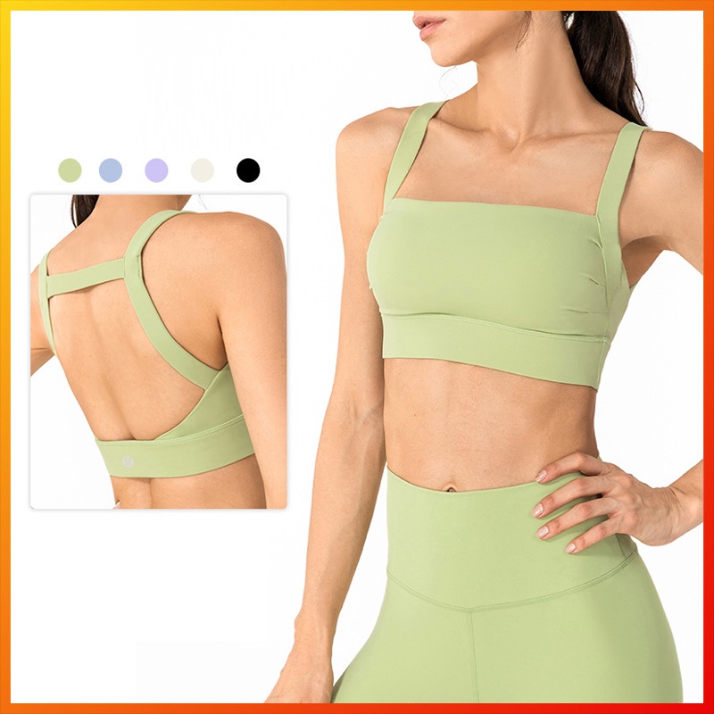 Lululemon สปอร์ตบรา สายคล้องไหล่ ยืดหยุ่นสูง เซ็กซี่ ถอดออกได้ กันกระแทก สําหรับเล่นโยคะ ds145