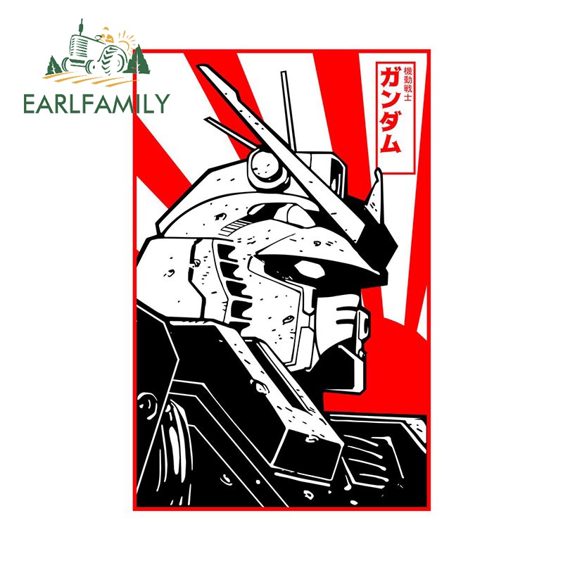 Earlfamily สติกเกอร์โพลีเอทิลีน กันน้ํา กันแดด ลายการ์ตูน GUNDAM JDM ขนาด 13x8.5 ซม. สําหรับติดตกแต่งหมวกกันน็อครถจักรยานยนต์