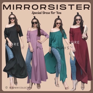 MiRRoRSiSTER’s Vembi open one shoulder long Blouse #01309.2 เสื้อซาติน เสื้อยาวผ่าข้าง เสื้อไปงาน เสื้อออกงาน เสื้อยาว