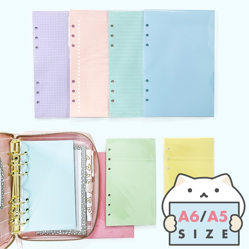 กระดาษรีฟิล 6 รู Pastel Note A6/A5 Planner Refill Paper Diary 6 Holes สมุดแพลนเนอร์ ไดอารี่ mimisplan
