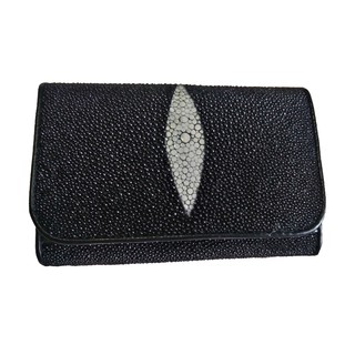 กระเป๋าถือผู้หญิง หนังปลากระเบน สามพับ Genuine Stingray Mini Clutch Wallet