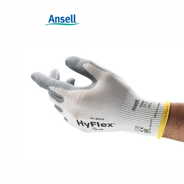 Ansell HyFlex 11-800 High Breathable & DMF ฟรีไนไตรล์เคลือบถุงมือทํางานอเนกประสงค์