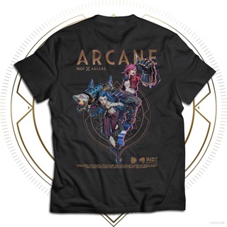 เสื้อยืดโอเวอร์ไซส์เสื้อยืดแขนสั้นพิมพ์ลาย Arcane Anime Jinx Vi League Of Legends ทรงหลวมขนาด S-4Xl
S-3XL