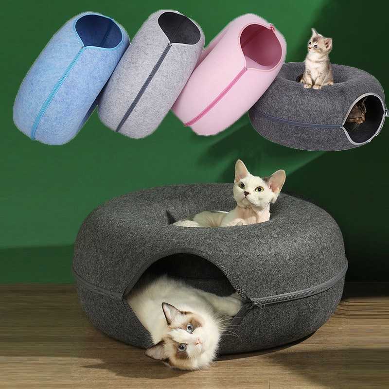 (พร้อมส่ง ) อุโมงค์แมว อุโมงแมว บ้านแมว บ้านสุนัข บ้านแมวโดนัท ที่นอนแมว ของเล่นแมว อุโมงสำหรับแมวรอดเล่น
