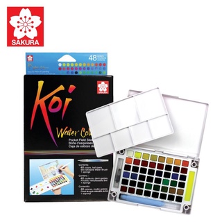 สีน้ำก้อน Sakura Koi Water Color Set 48 สี + พู่กันเติมน้ำ