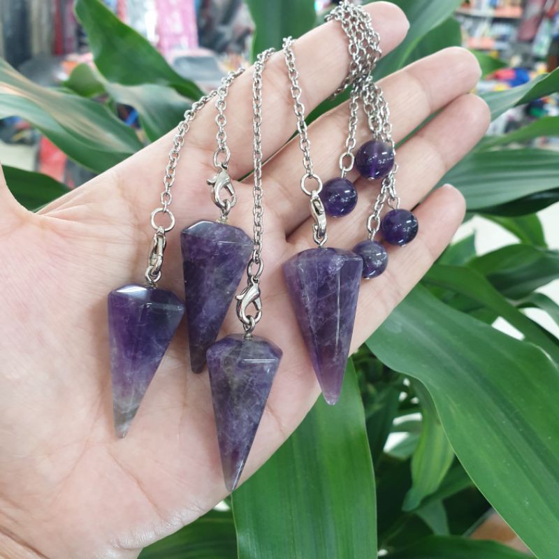 เพนดูลั่มอเมทิสต์ หินอเมทิสต์ อเมทิสต์ (Amethyst)อเมทิส อะเมทิสต์ เพนดูลั่ม ลูกดิ่ง Pendulumชิ้นละ35