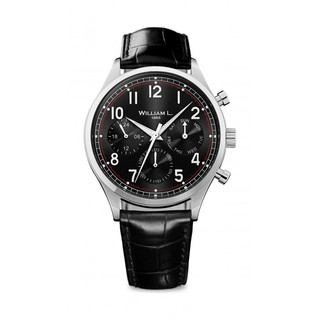 William L. นาฬิกาผู้ชาย ประเทศฝรั่งเศส รุ่น Watch WLAC03NRCN 40 mm นาฬิกาข้อมือผู้ชาย สายหนัง สีดำ