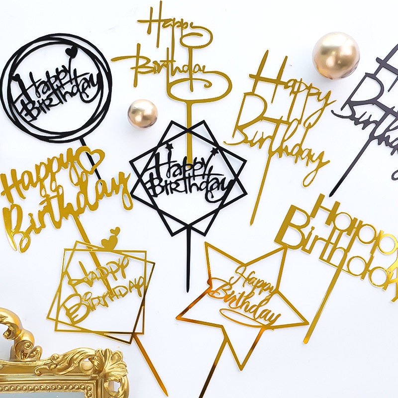 10 ชิ้น / แพ็ค อะคริลิค ​ป้ายท็อปเปอร์ Happy Birthday น่ารัก สําหรับตกแต่งเค้กวันเกิด ขนมหวาน ปาร์ตี้วันเกิด
