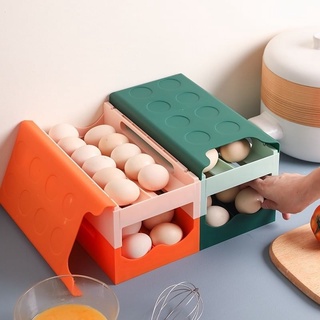 Egg storage กล่องเก็บไข่สไลด์ 2 ชั้นเก็บ กล่องเก็บไข่ กล่องเก็บไข่สด กล่องเก็บไข่ lock ที่เก็บไข่ไก่ที่เก็บไข่ T2135