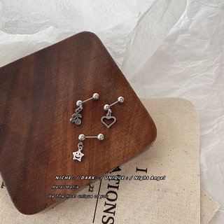 【 Yy 】ต่างหูเหล็กไทเทเนียม รูปเชอร์รี่ หน้ายิ้มน่ารัก สไตล์เ…