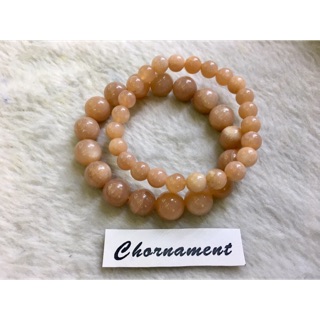 กำไลข้อมือหินนำโชค พิ้งค์ มูนสโตน/มุกดาหาร Pink Moonstone สีชมพู เกรด AAA *หินแท้ ธรรมชาติ*