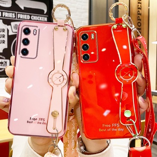 เคสโทรศัพท์มือถือซิลิโคนพร้อมสายคล้องข้อมือสําหรับ Huawei P20 P20Pro P30 P30Lite P30Pro P40 P40Lite P40Pro