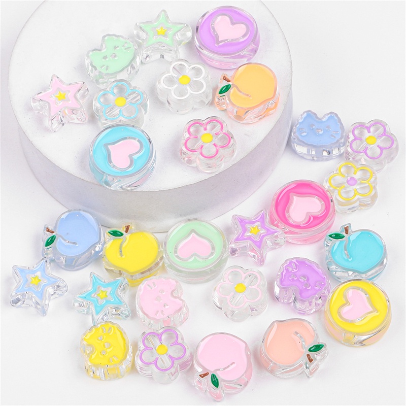 สุ ่ มผสมเคลือบแมวหัวใจผลไม ้ น ่ ารัก Charm ลูกปัดสําหรับสร ้ อยคอสร ้ อยข ้ อมือ DIY เครื ่ องประดับหัตถกรรมทําอุปกรณ ์ เสริม